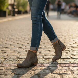 Kork-Ease Skye Distressed Leather Bootie (Women's) - Taupe (Grey) - Sz 6 M